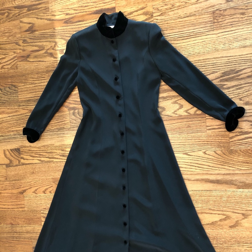 Vintage velvet trim coat dress
